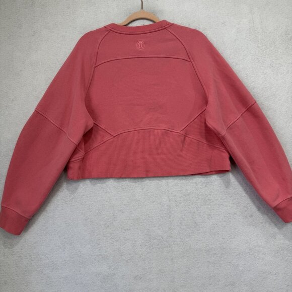 Lululemon Sweatshirt Womens XS/S Pink Scuba Oversized Crew Cropped Logo Pullover - Picture 5 of 7